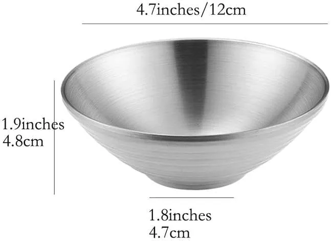 Stainless Steel Bowl Set Double-layer Insulated Bowls for Cereal Soup Ice Cream Rice Noodles Salad Snacks Pack of 3