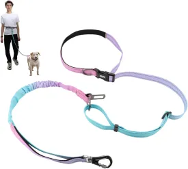 VOCOSTE Hands Free Dog Leash, No Pull Bungee Dog Leash for One Large Dog Up to 440 Ib, Waist Leash for Dog Walking, Running Leash for Dogs with Car Seatbelt, 4.7-7.4FT Long, Cyan Blue