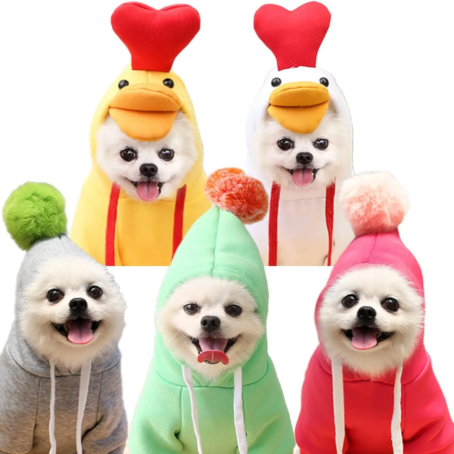 Warm Dog Winter Clothes Cute Fruit Dog Coat Hoodies Fleece Pet Dogs Costume Jacket for French Bulldog Chihuahua Ropa para Perro(3 Green,XS)