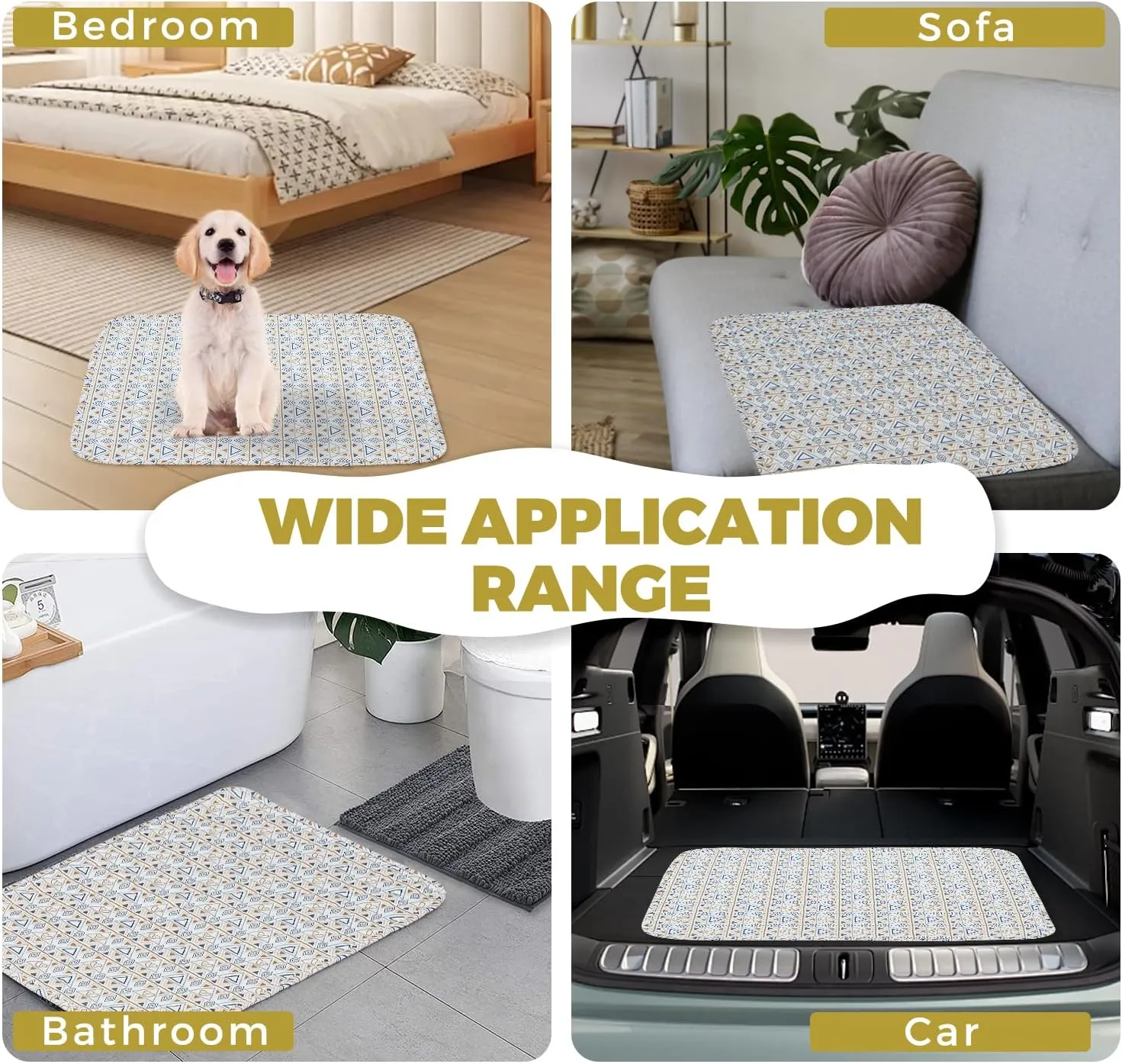 Washable Dog Pee Pads, 2-Pack Absorbent Reusable Puppy Pads, Machine Washable, Soft and Non-Slip, Waterproof and Leak-Proof Training Mats, Perfect for Crate, Sofa, Playpen, Bed