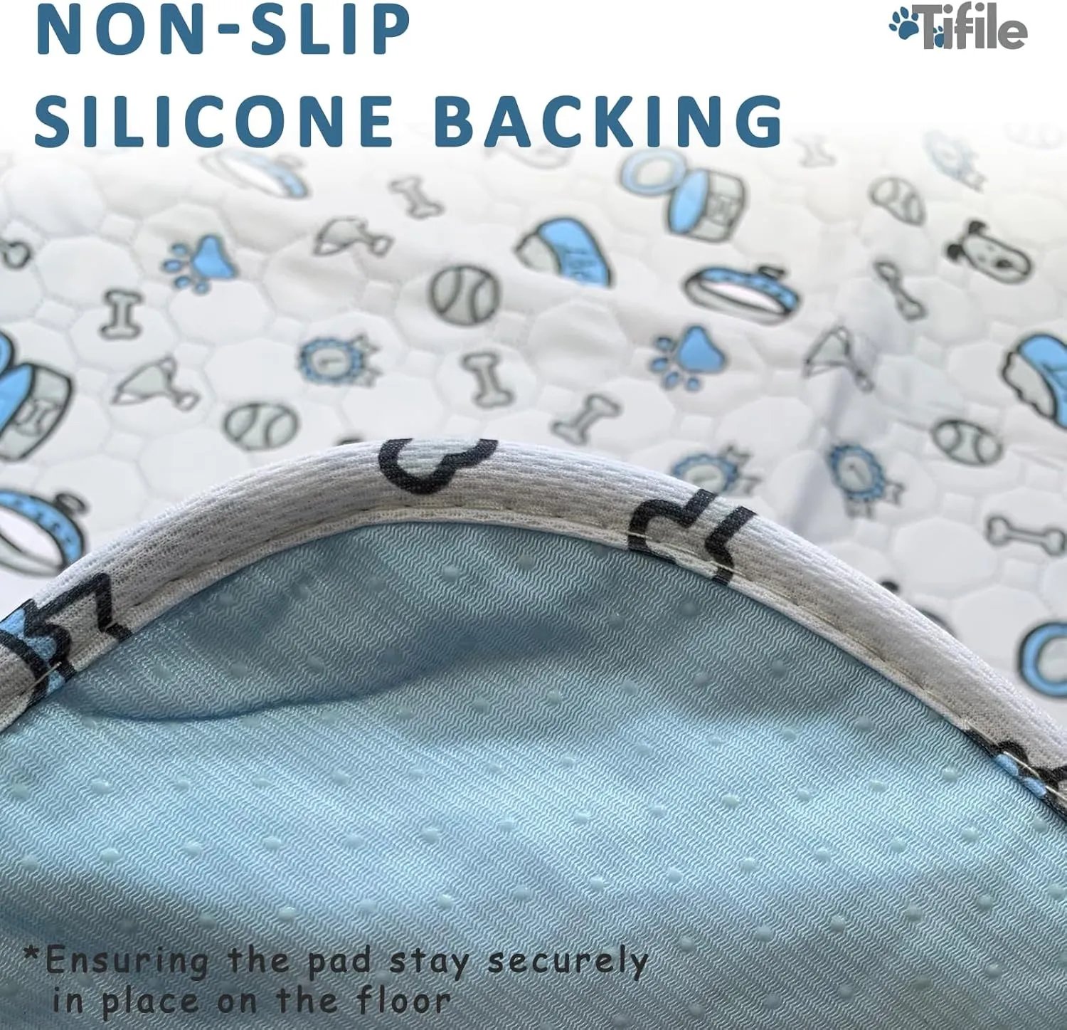 Washable Pee Pads for Dogs, 18x24in Reusable Puppy Pads, Absorbent Whelping Pads with Bone Print, Non-Slip Waterproof Pet Training Pads for Couch, Crate, Potty Training - 6 Pack