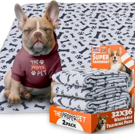 Washable Pee Pads for Dogs 32x36 - 2Pack Super Absorbent Reusable Puppy Potty Training Pad - Waterproof Cloth Whelping Blankets - Urine Leakage & Non-Slip Mat for Housebreaking Carpet