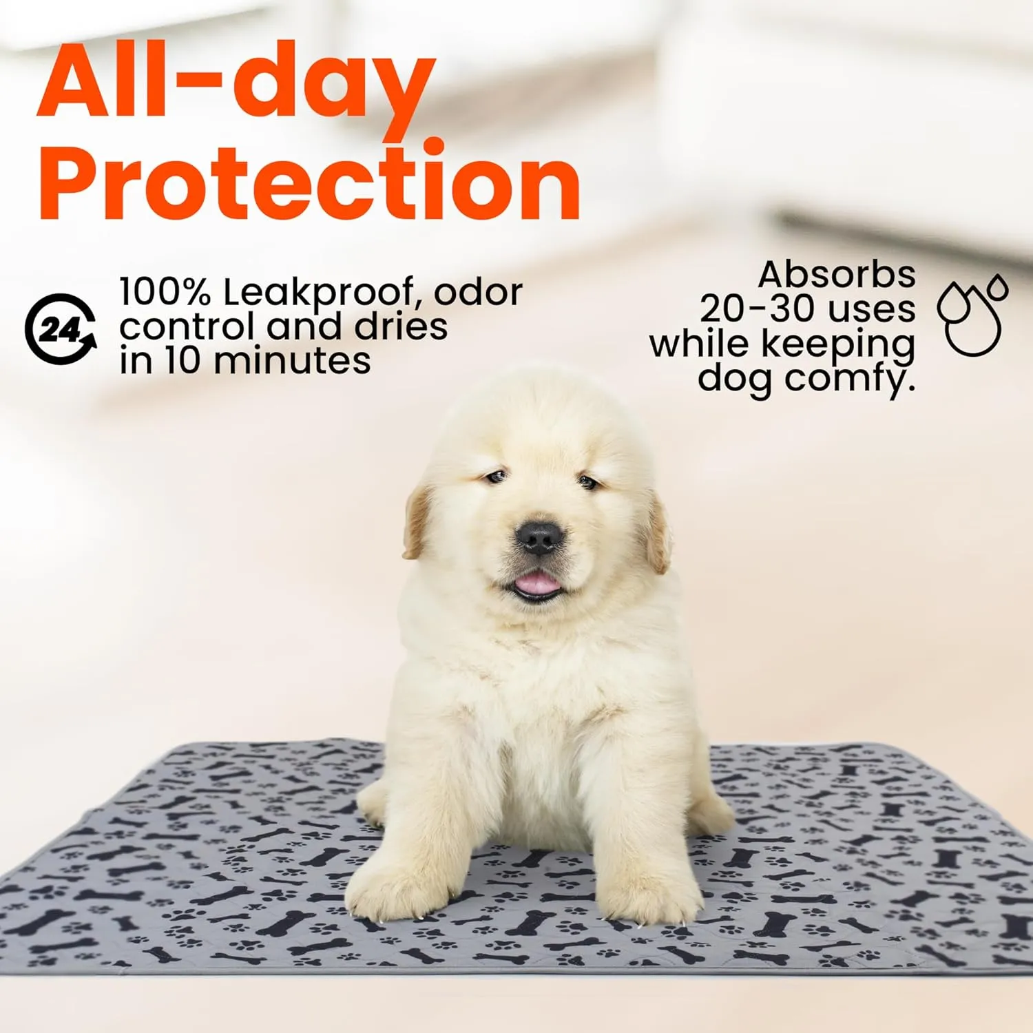 Washable Pee Pads for Dogs 32x36 - 2Pack Super Absorbent Reusable Puppy Potty Training Pad - Waterproof Cloth Whelping Blankets - Urine Leakage & Non-Slip Mat for Housebreaking Carpet