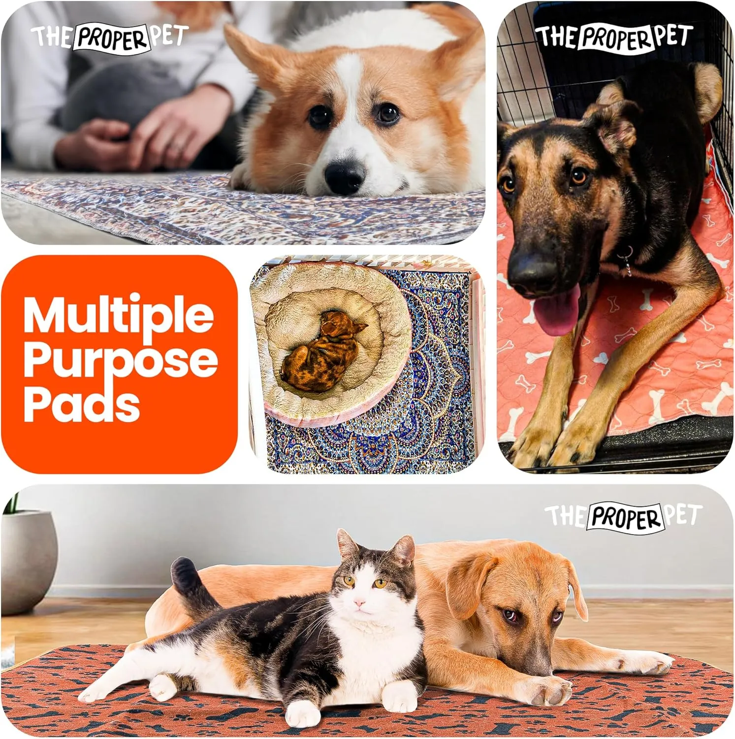 Washable Pee Pads for Dogs 32x36 - 2Pack Super Absorbent Reusable Puppy Potty Training Pad - Waterproof Cloth Whelping Blankets - Urine Leakage & Non-Slip Mat for Housebreaking Carpet