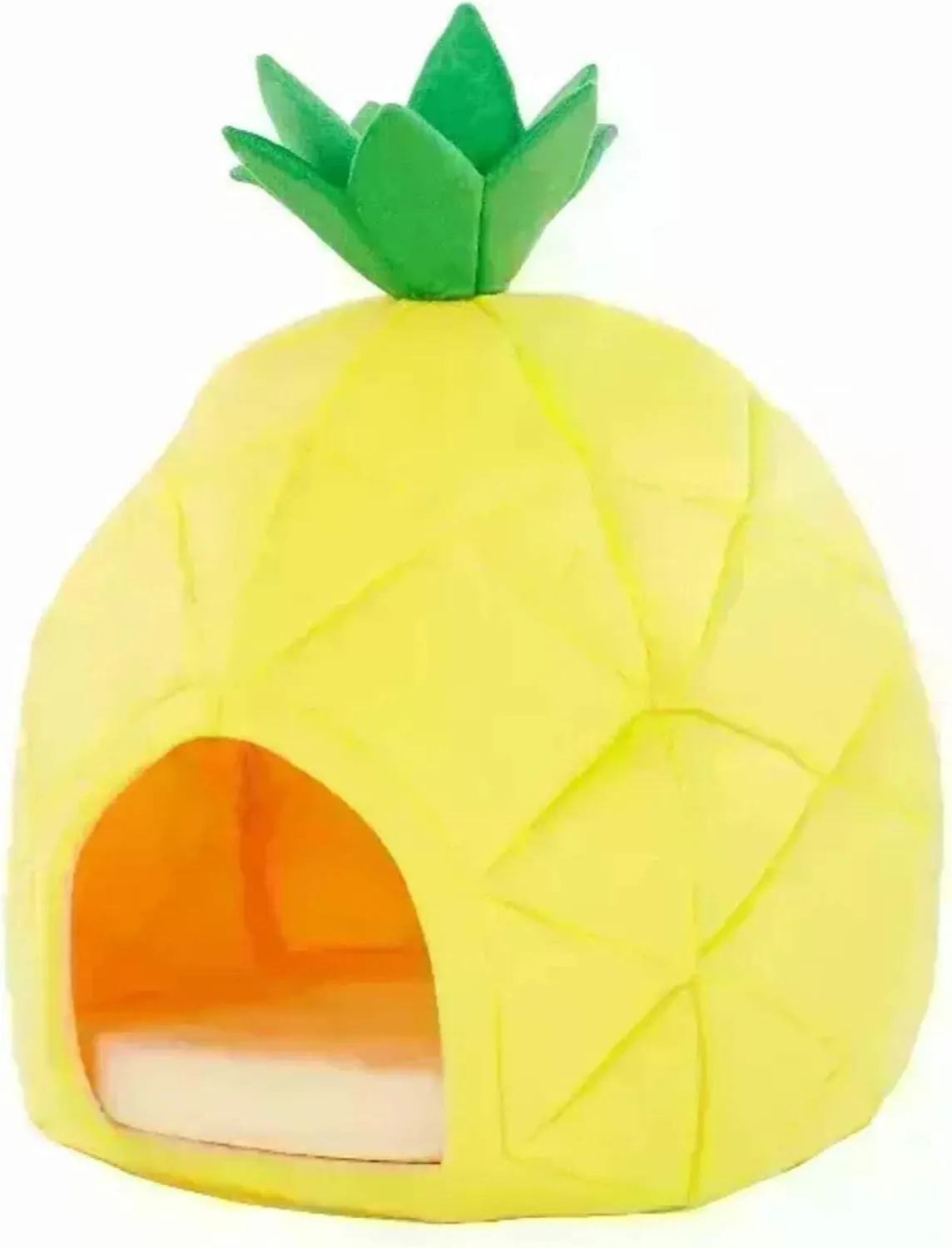 YML Pineapple Pet Bed House for Cat, Kittens, Dogs, and Pupppies, Medium, Yellow